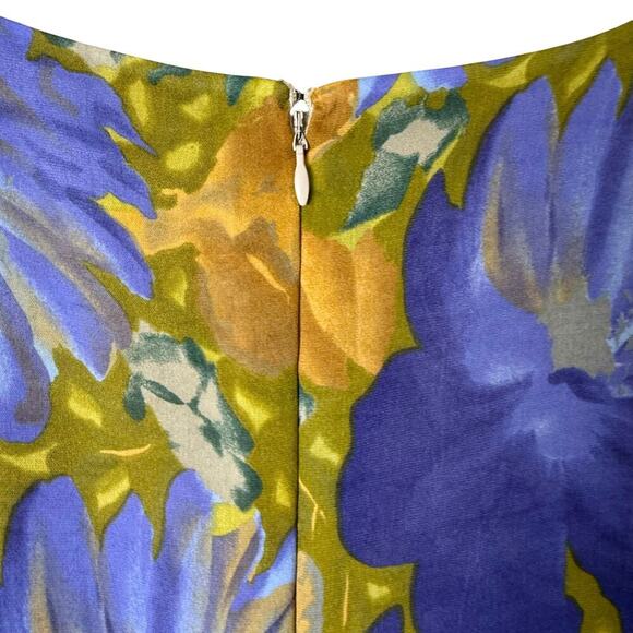 Vintage 80s Purple Orange Floral Cocktail Dress Ruffle‎ Hem Cap Sleeves, Small - Picture 7 of 10